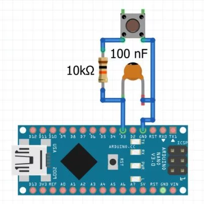 Подключение кнопки к Arduino с помощью RC-цепочки