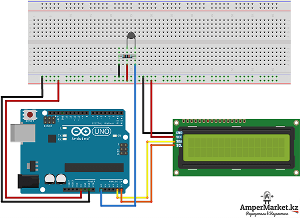 Схема: Подключение термистора к Arduino