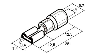 Размеры плоского изолированного наконечника FDD5.5-250