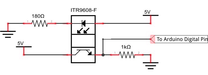 Датчик фотопрерывателя ITR-9608: Схема подключения