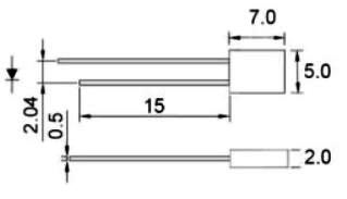 Светодиод прямоугольный (2x5x7 мм)