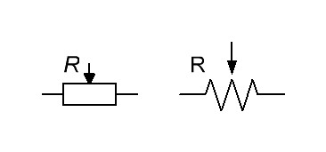 Обозначения переменных резисторов