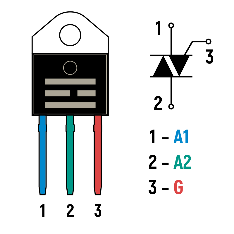Распиновка симистора BTA41-600B