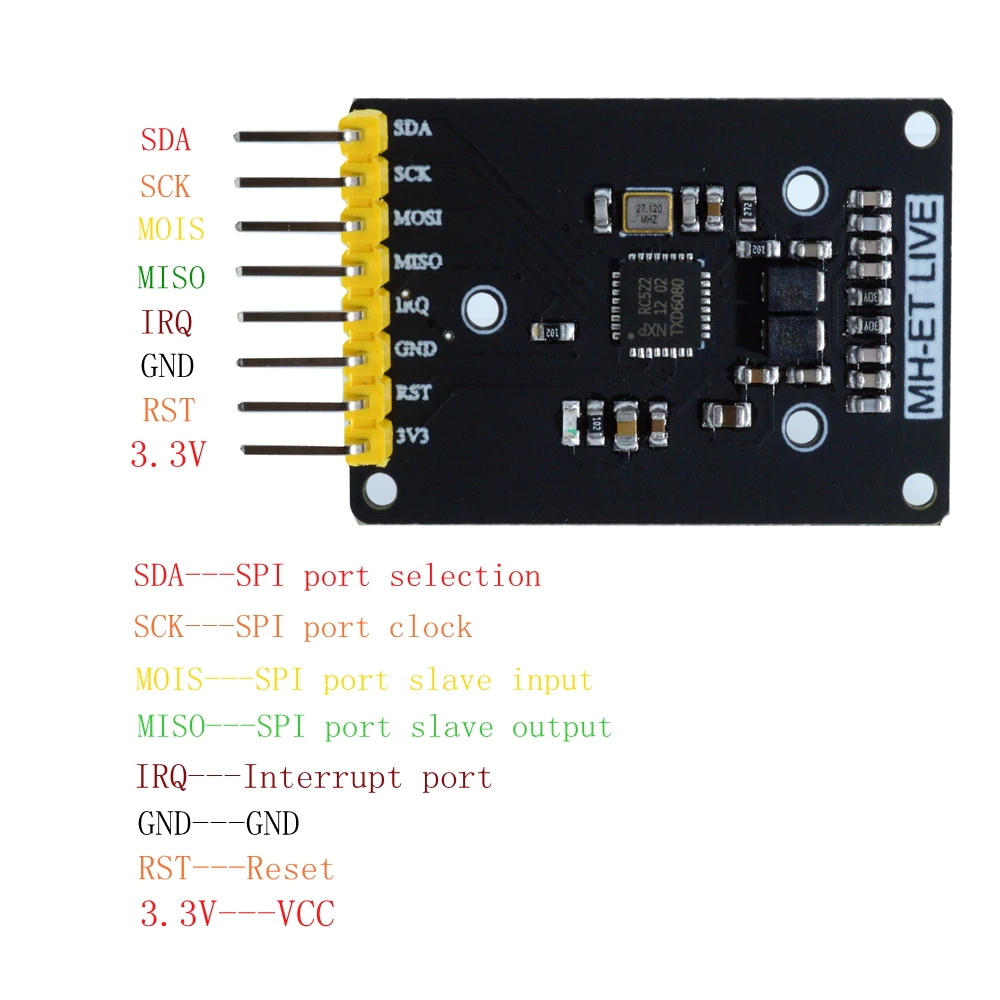 Распиновка модуля MFRC522 MH-ET Распиновка модуля MFRC522 MH-ET