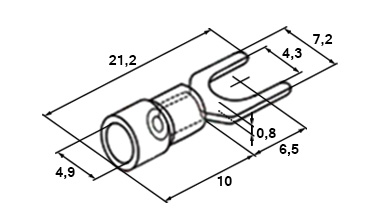 Размеры вилочного изолированного наконечника SV2-4