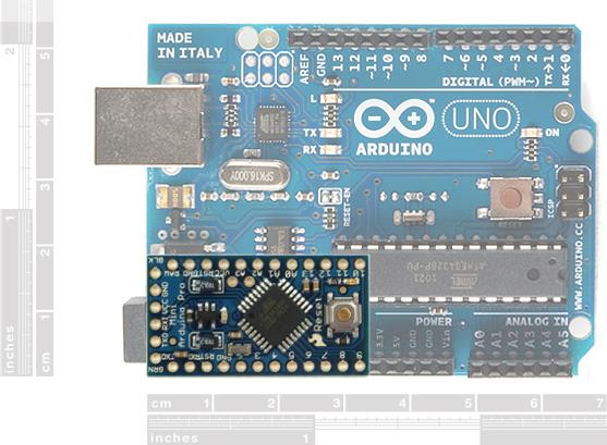 Размеры Arduino Uno и Arduino Pro Mini