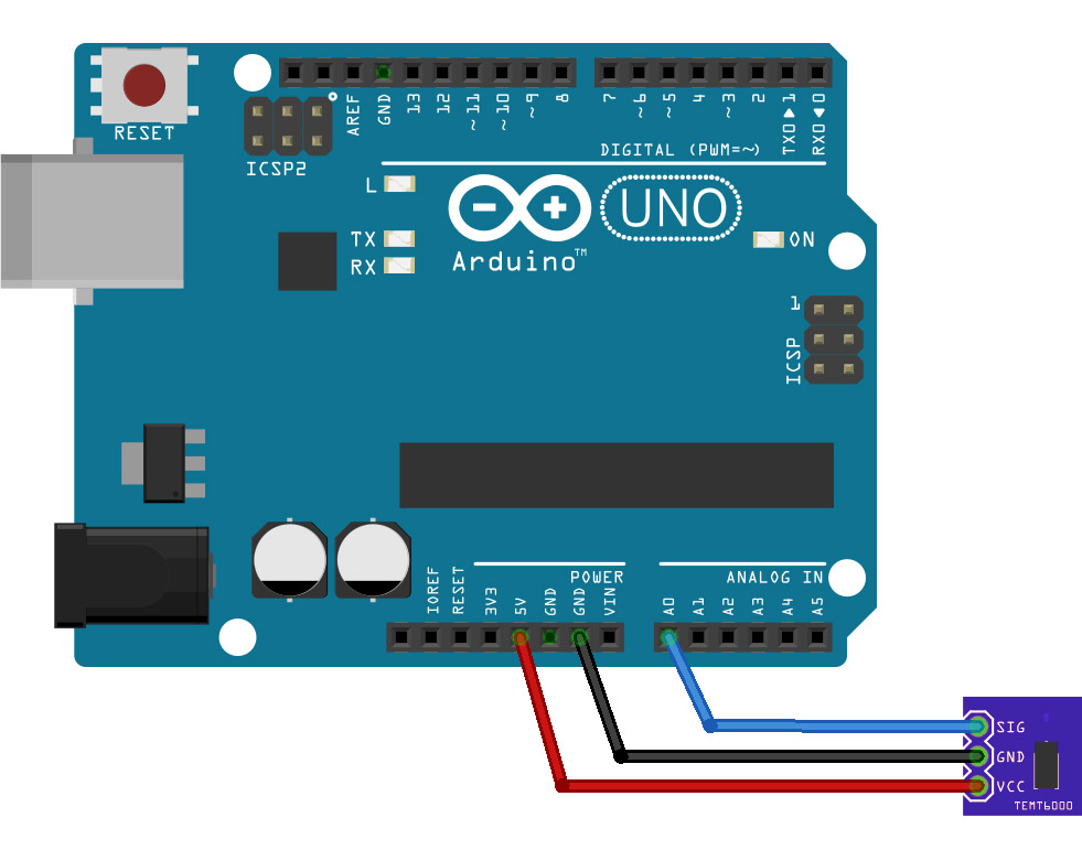 Подключение модуля TEMT6000 к Arduino Подключение модуля TEMT6000 к Arduino