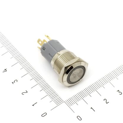 Металлическая кнопка с подсветкой 16 мм (5 В) с фиксацией