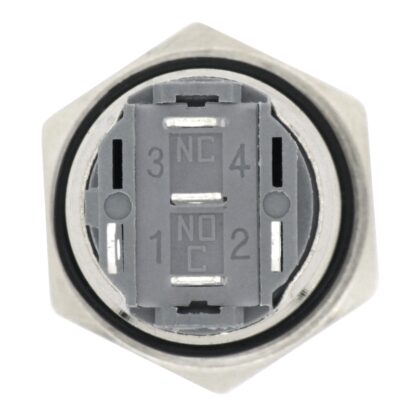 Металлическая кнопка с подсветкой 16 мм (12-24 В) (символ включения)