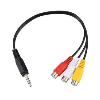 Кабель 3,5 мм - 3 х RCA мама (22 см)