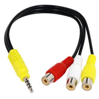 Кабель 3,5 мм – 3 х RCA мама (22 см)