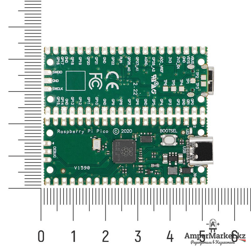 Плата Raspberry Pi Pico (USB Type-C, без пайки) Плата Raspberry Pi Pico (USB Type-C, без пайки)
